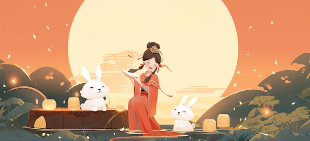 Illustrazione del Festival di metà autunno in stile cinese
