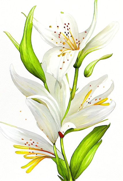 Illustrazione del fiore del giglio nello stile della pittura dell'acquerello