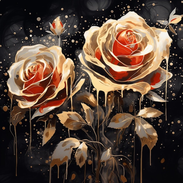 illustrazione del fiore delle rose dorate