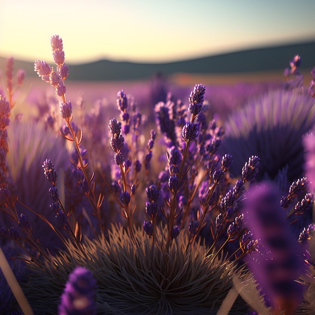 Illustrazione del fiore di lavanda. IA generativa.