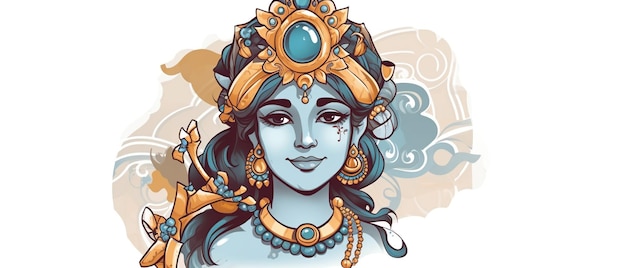 Illustrazione del flauto di piume del dio indiano o bansuri Ai generato