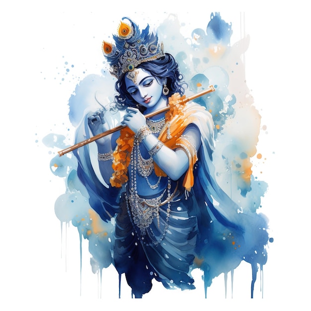 Illustrazione del flauto di piume del dio indiano o del bansuri Ai Generato