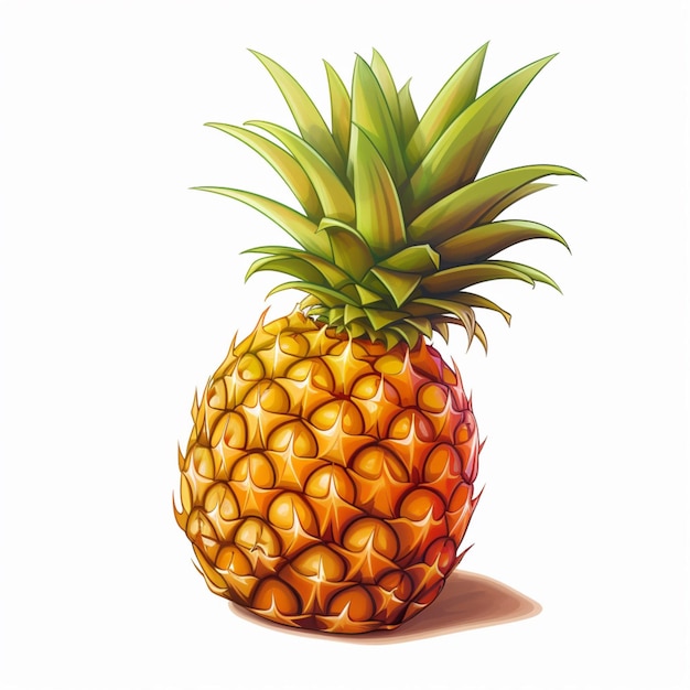 Illustrazione del fumetto 2d dell'ananas su fondo bianco alto