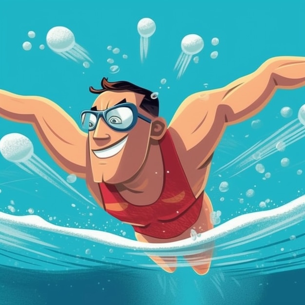 illustrazione del fumetto bambini che nuotano