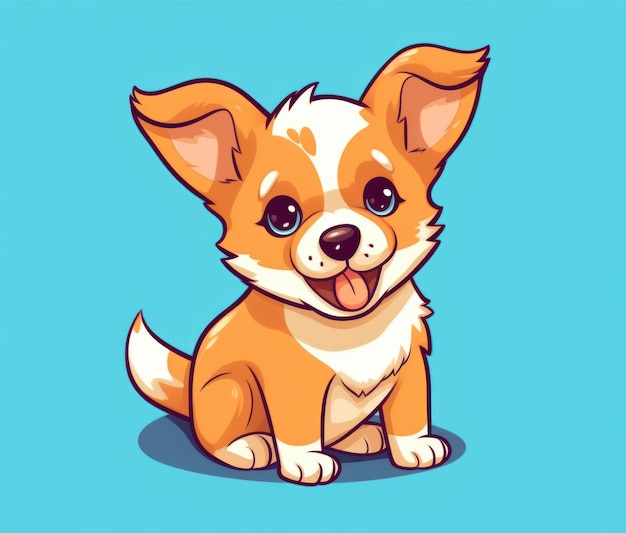 Illustrazione del fumetto di un cucciolo di corgi con la lingua fuori