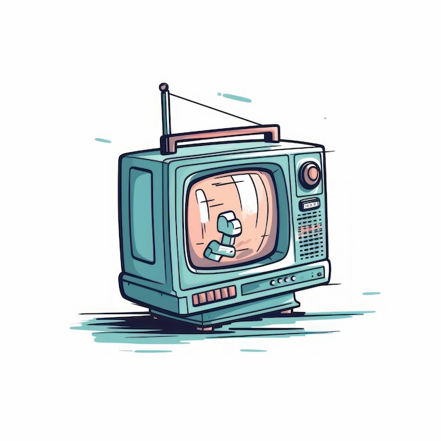 Illustrazione del fumetto di una vecchia televisione
