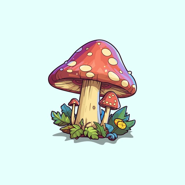 illustrazione del fumetto kawaii dei funghi porcini