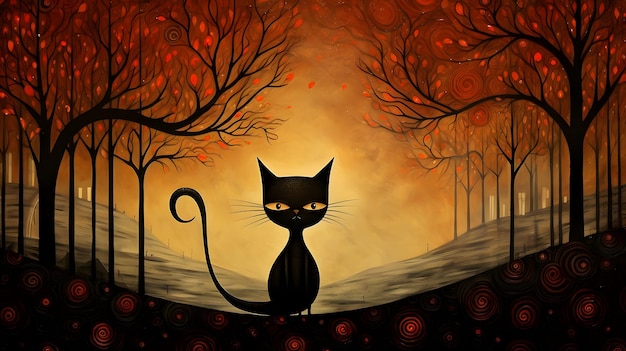 Illustrazione del gatto sfondo design della carta da parati Bellissimo disegno colorato Kitty Kitten