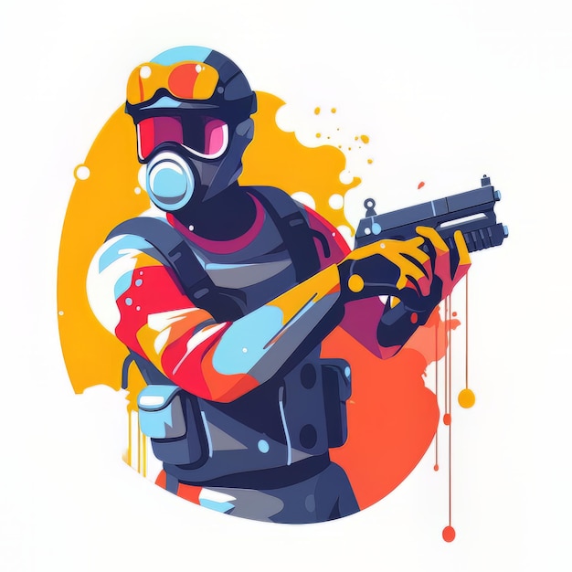 illustrazione del giocatore di paint ball