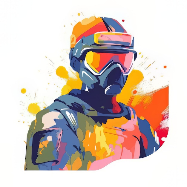 illustrazione del giocatore di paint ball