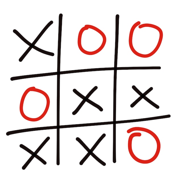 Illustrazione del gioco di tic tac toe su bianco