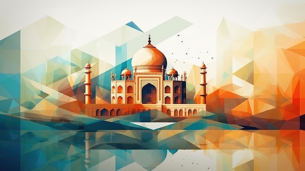 Illustrazione del giorno dell'indipendenza dell'India Fondo di Taj Mahal AI generativo