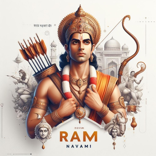 illustrazione del giorno di Ram Navami con vettore freccia e arco