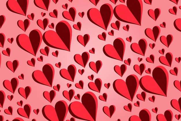 Illustrazione del giorno di san valentino con i cuori del modello 3D e lo spazio della copia.