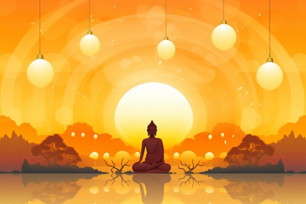 illustrazione del giorno di Vesak poya Celebrazione della festa di Vesak Background Generative ai