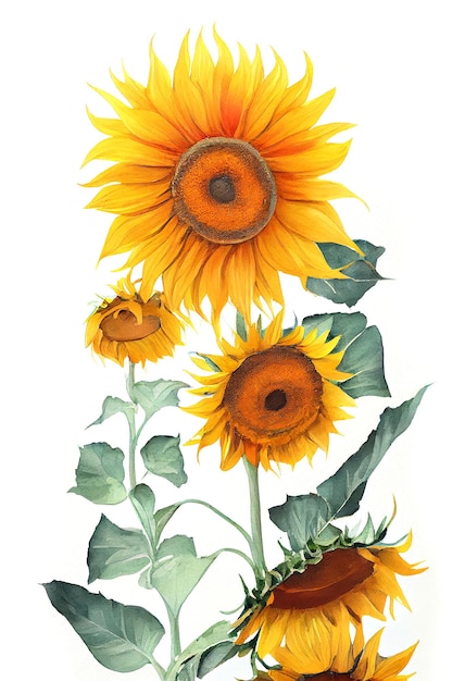 Illustrazione del girasole giallo nello stile della pittura ad acquerello