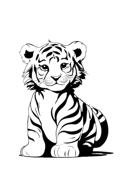 Illustrazione del libro da colorare Cute Baby Tiger