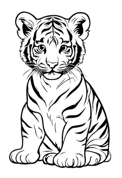 Illustrazione del libro da colorare Cute Baby Tiger
