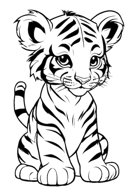 Illustrazione del libro da colorare Cute Baby Tiger