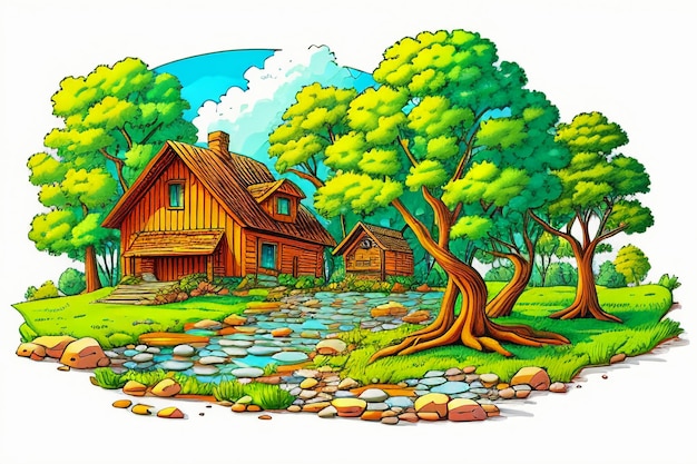 Illustrazione del libro illustrato di storie per bambini illustrazione di sfondo di carta da parati anime simpatico cartone animato