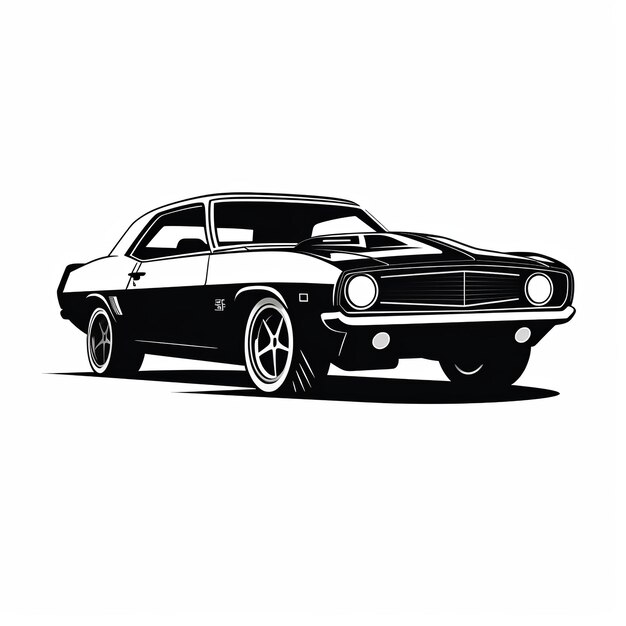 illustrazione del logo moderno e minimalista del vettore nero della muscle car