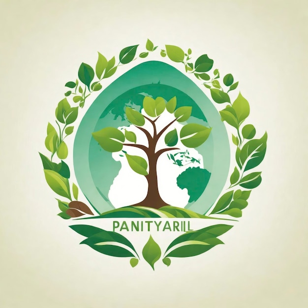 Illustrazione del logo vettoriale eco-consapevole del design piatto