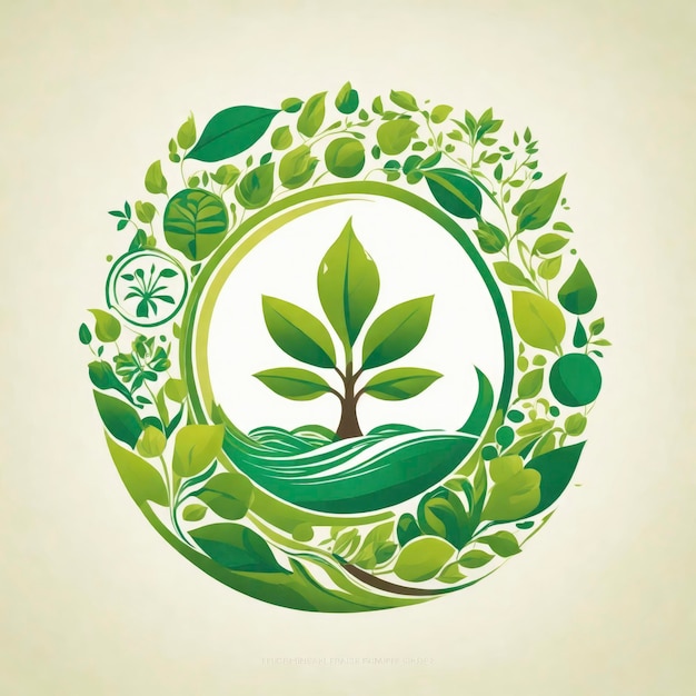 Illustrazione del logo vettoriale eco-consapevole del design piatto
