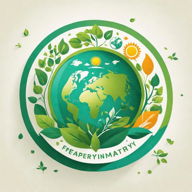 Illustrazione del logo vettoriale eco-consapevole del design piatto