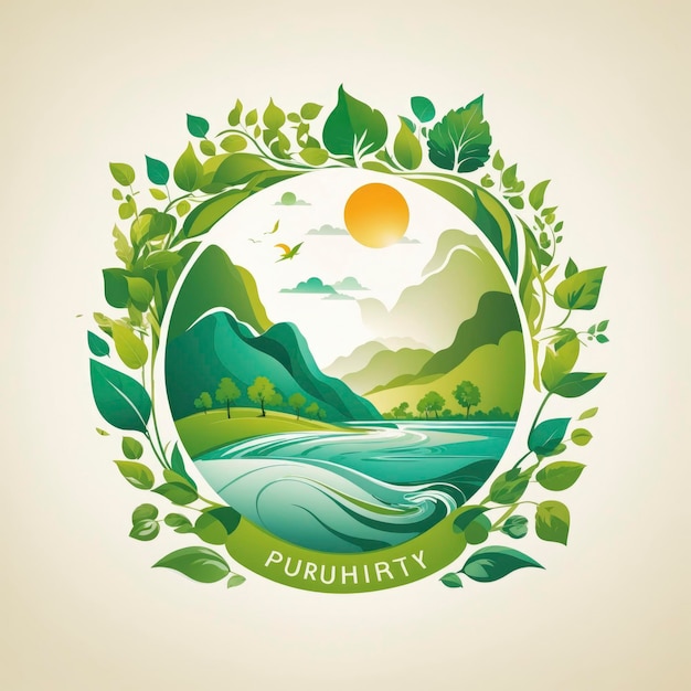 Illustrazione del logo vettoriale eco-consapevole del design piatto