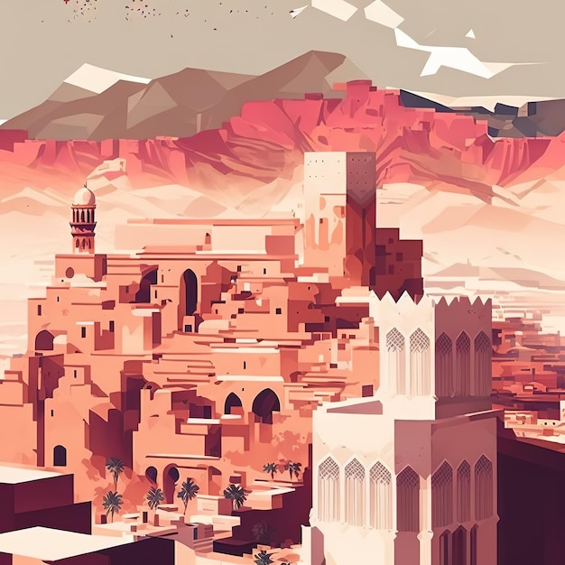 Illustrazione del Marocco Strada dei cartoni animati in Marocco