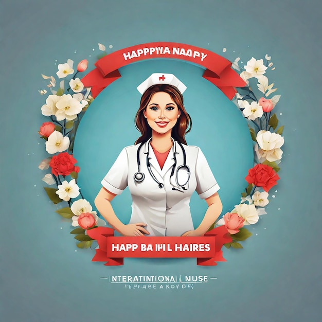 Illustrazione del modello di progettazione vettoriale di Happy International Nurses Day
