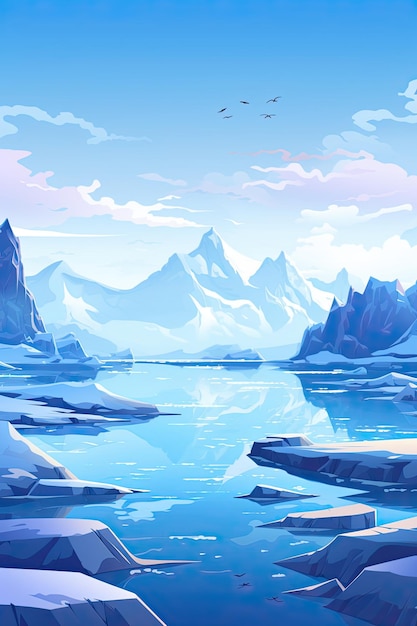 Illustrazione del paesaggio artico in stile cartone animato
