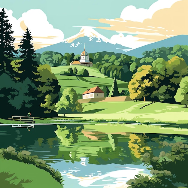 Illustrazione del paesaggio estivo