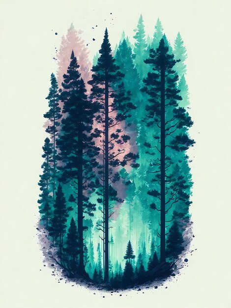 illustrazione del paesaggio forestale