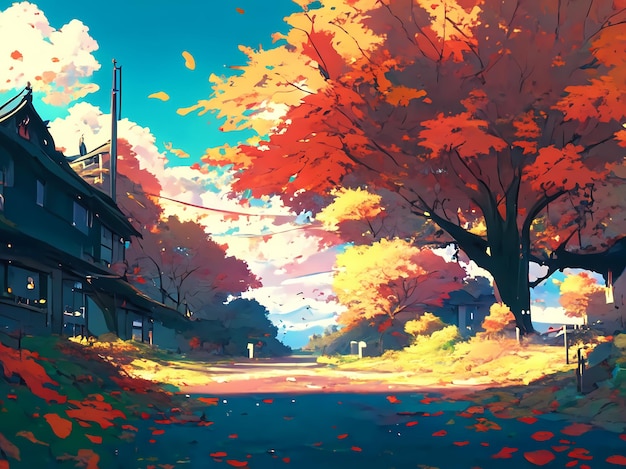 illustrazione del paesaggio urbano autunnale