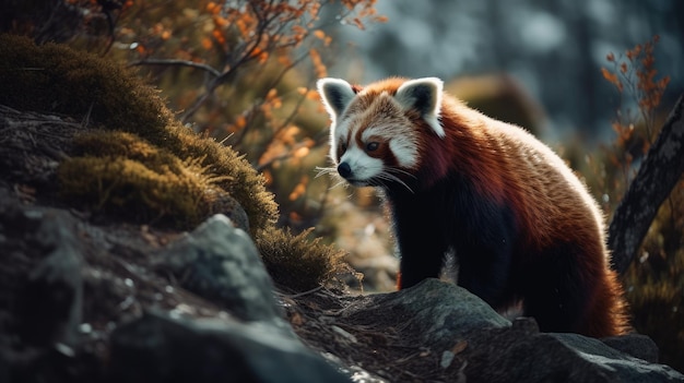 Illustrazione del panda rosso nella foresta