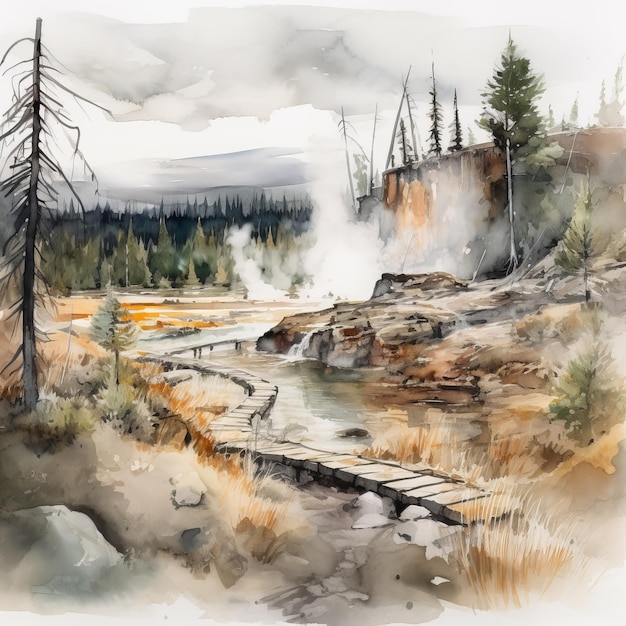 Illustrazione del Parco Nazionale di Yellowstone