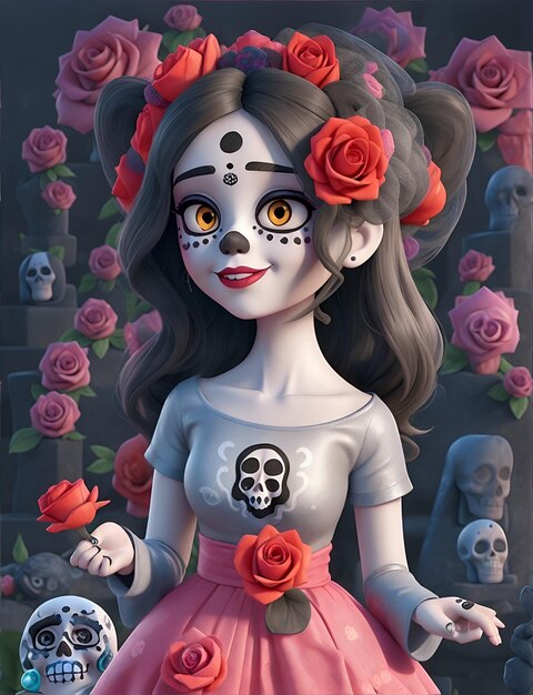 Illustrazione del personaggio 3D Day of Dead