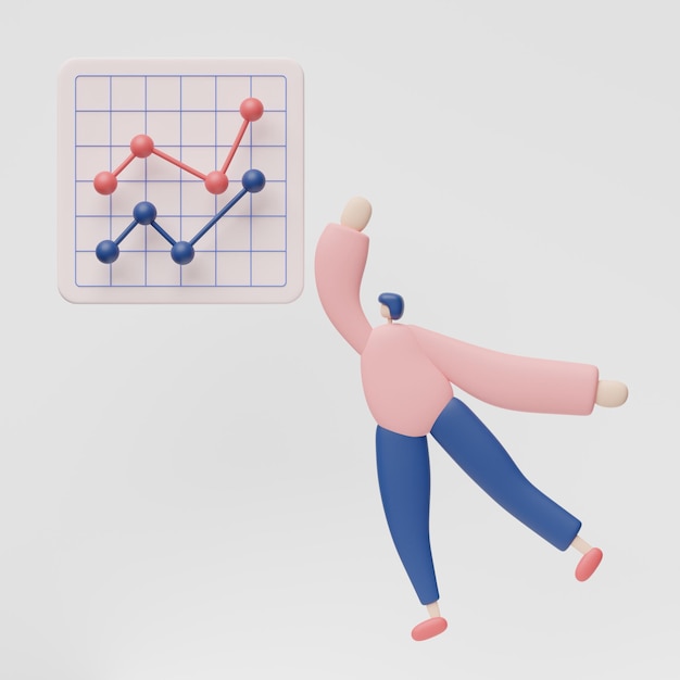 Illustrazione del personaggio 3D Grafico del rapporto sulle prestazioni di analisi