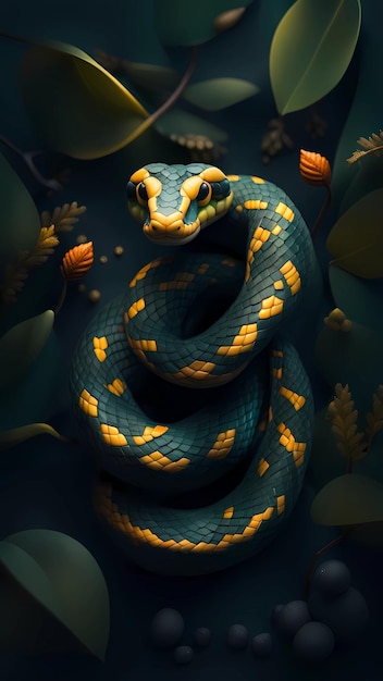 Illustrazione del personaggio dei cartoni animati del serpente 3D