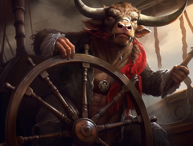 Illustrazione del personaggio di Pirate Bull Fantasy generata da AI