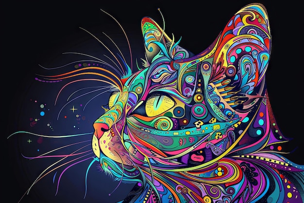 illustrazione del personaggio di Psychedelic Cat Trip Mind