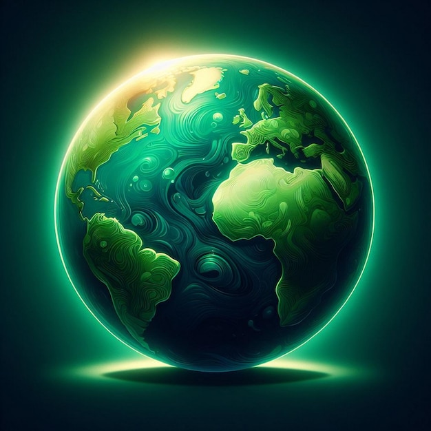 Illustrazione del pianeta Terra in tonalità verdi vibranti