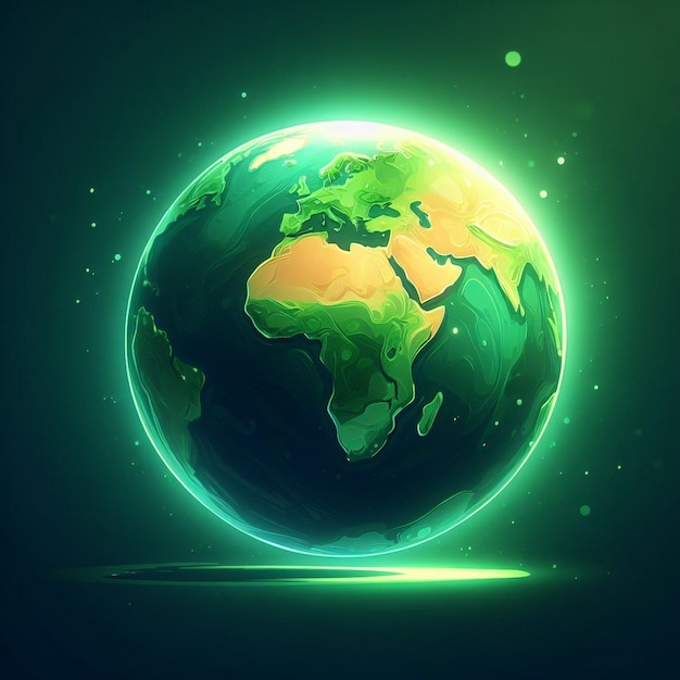 Illustrazione del pianeta Terra in tonalità verdi vibranti