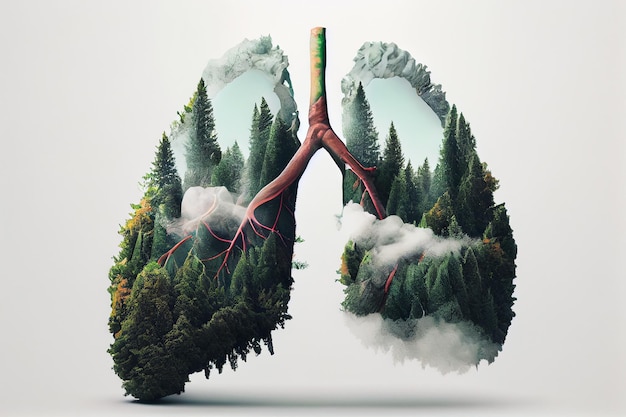 Illustrazione del polmone verde per un mondo migliore Mondo della salute migliore per non fumatori