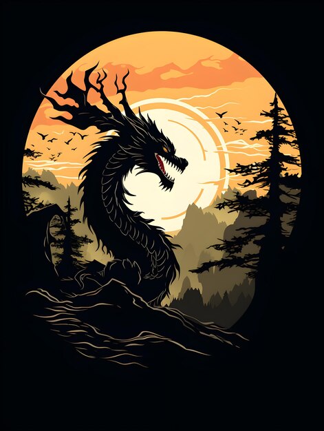 Illustrazione del poster del drago sullo sfondo del nuovo anno