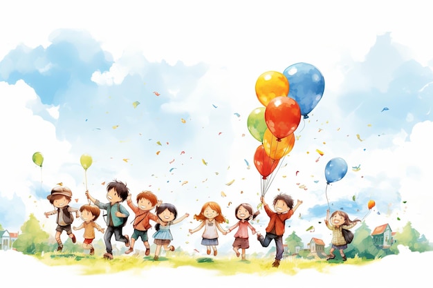 illustrazione del poster della giornata dei bambini sullo sfondo bianco