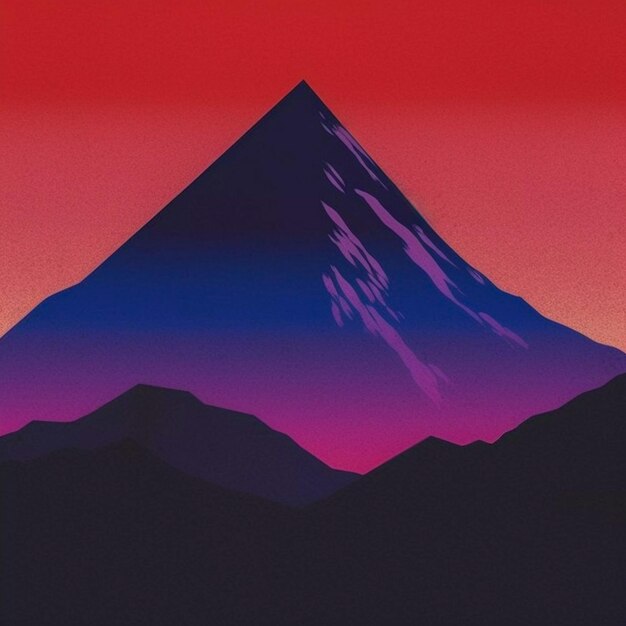 Illustrazione del poster retrò della copertina dell'album vintage giapponese con vista sulle montagne generato dall'intelligenza artificiale