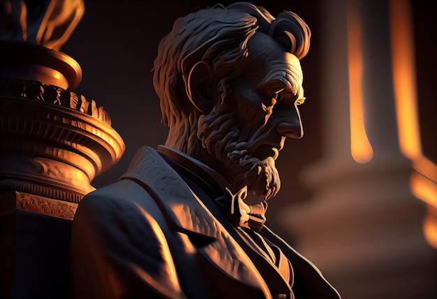 Illustrazione del presidente degli Stati Uniti Abraham Lincoln e della bandiera americana AI