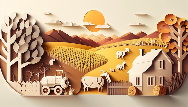Illustrazione del raccolto estivo dell'agricoltura generativa AI